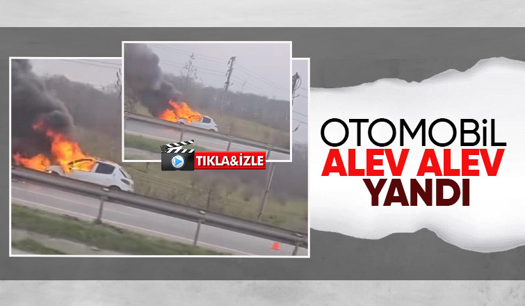 Kaynarca yolunda otomobil yandı