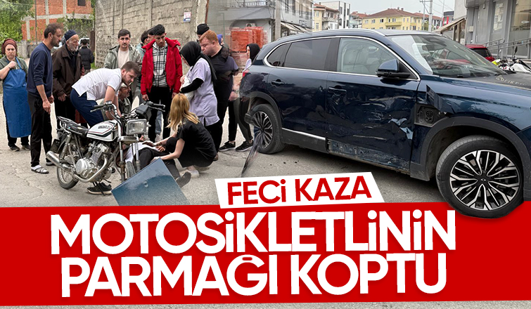 Kazada motosikletlinin parmağı koptu