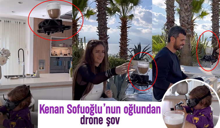 Kenan'ın oğlu anne ve babasına dron ile kahve servisi yaptı