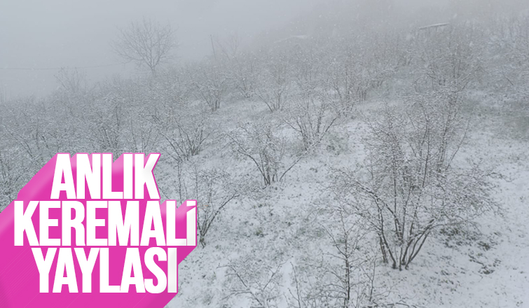 Keremali Yaylası'nda kar yağışı etkili oluyor