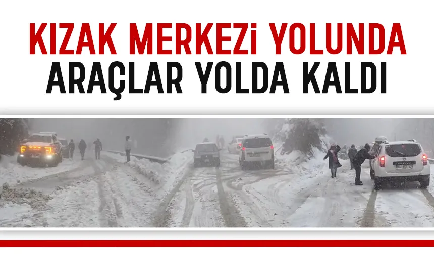 Kızak merkezine giden araçlar karda ilerleyemedi