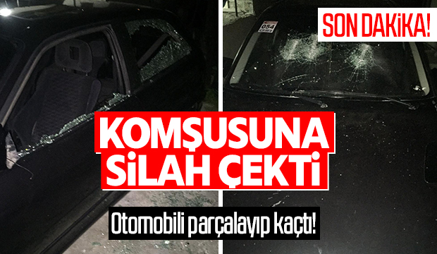 Komşusunun aracına copla saldırdı