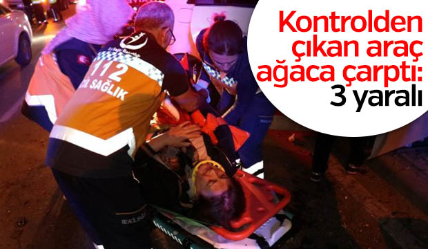 Kontrolden çıkan araç ağaca çarptı
