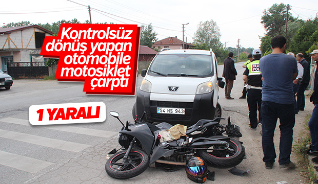 Kontrolsüz Dönüş Yapan Otomobile Motosiklet Çarptı