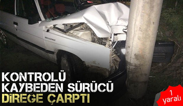 Kontrolü Kaybeden Sürücü Direğe Çarptı