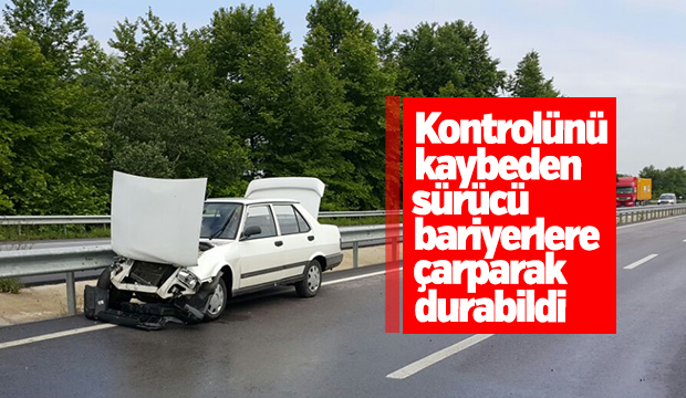 Kontrolünü Kaybeden Otomobil Bariyerlere Çarptı