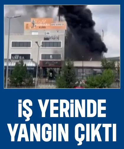 Korku dolu anlar; İş yerindeki yangın binayı sardı