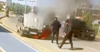 Korku dolu anlar; Söndürme tüpleri ile müdahale ettiler