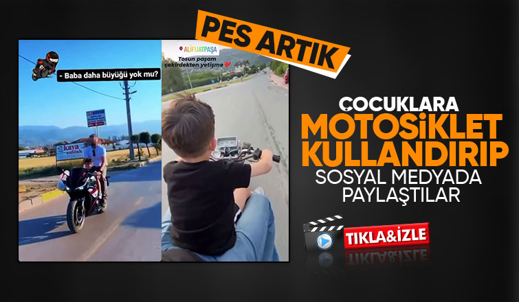 Küçük çocuklara motosiklet kullandırıp sosyal medyada paylaştılar
