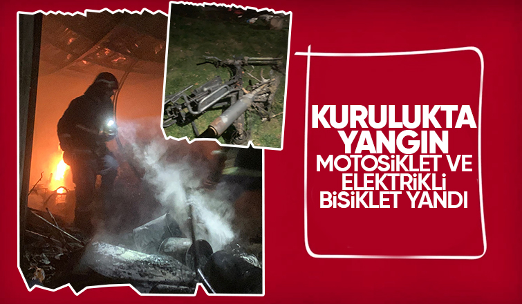 Kuruluk alev aldı eşyalar yandı