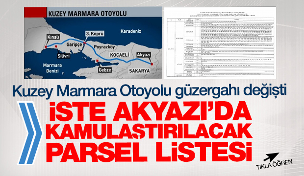 Kuzey Marmara Otoyolunun Güzergahı Değişti