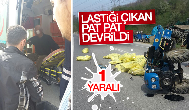 Lastiği Çıkan Patpat Devrildi 
