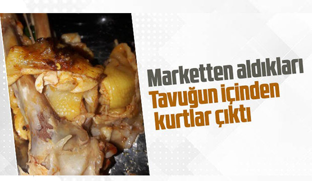 Marketten aldıkları tavuğun içinden kurtlar çıktı