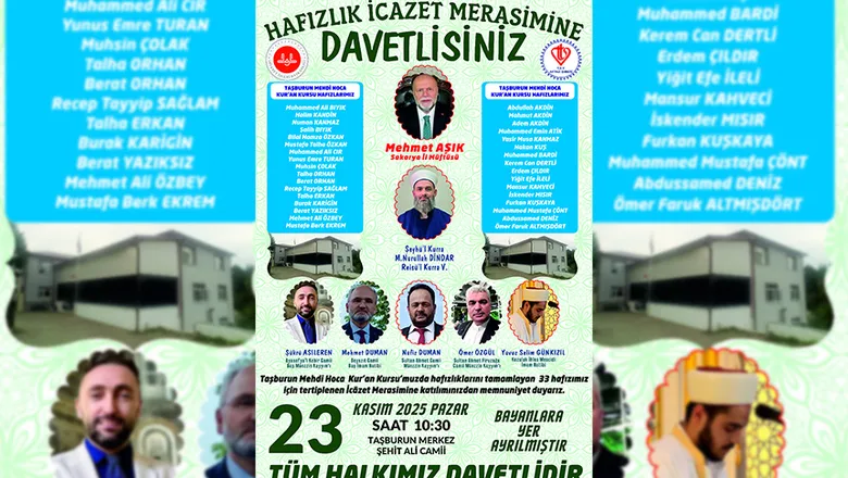 Mehdi Hoca Kur’an Kursu’nda hafızlık icazet merasimi düzenlenecek