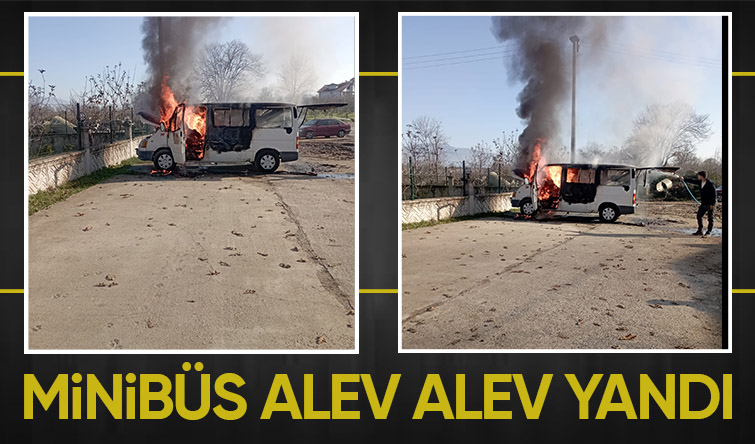 Minibüs alevlere teslim oldu