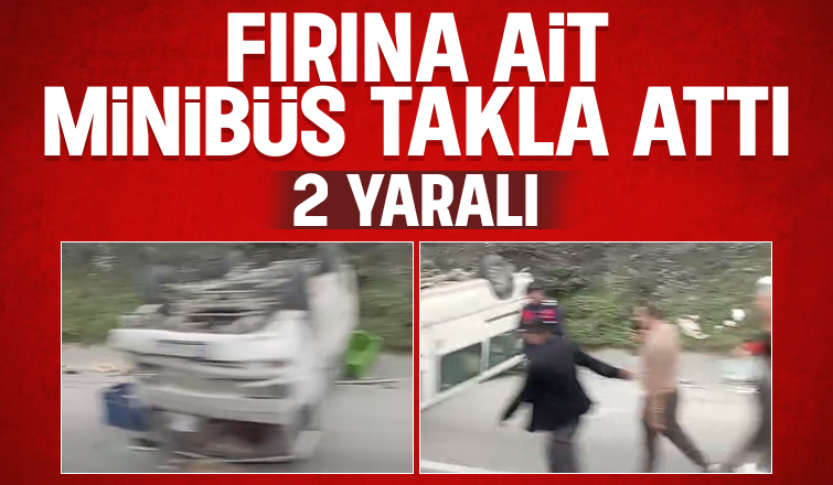 Minibüs takla attı 2 yaralı