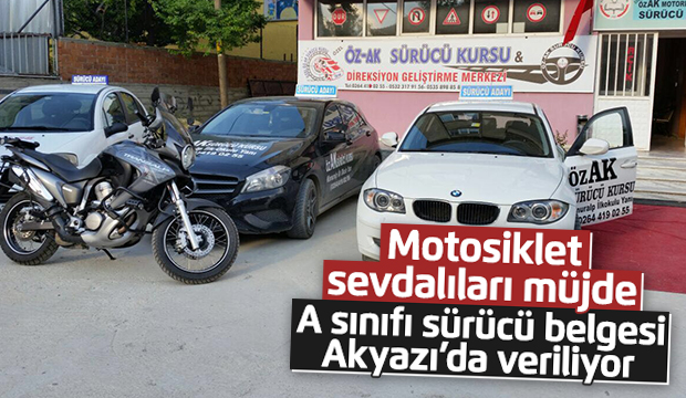 MOTORSİKLET SEVDALILARI MÜJDE  A SINIFI SÜRÜCÜ BELGESİ AKYAZIDA VERİLİYOR