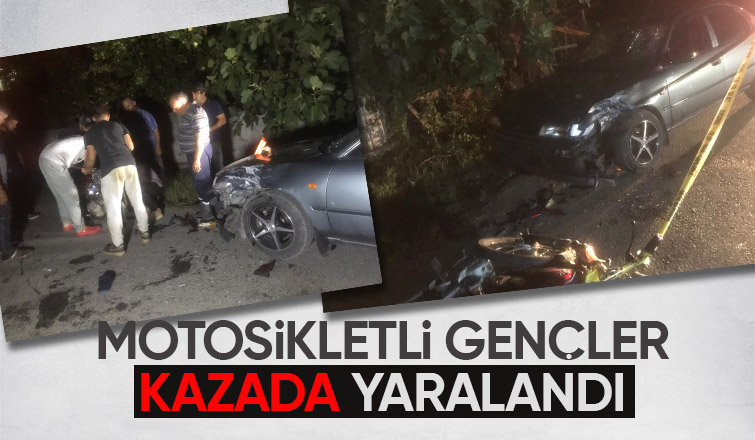 Motosiklet otomobille çarpıştı 2 yaralı