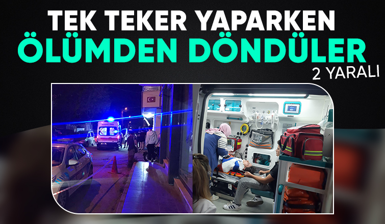 Motosikletle Tek teker yaparken kaza yaptılar 2 yaralı 