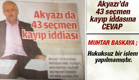 Muhtar Başkaya: Hukuksuz Bir İşlem Yapılmamıştır