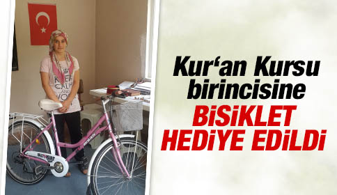 Kurs Birincisine Bisiklet Hediye Edildi
