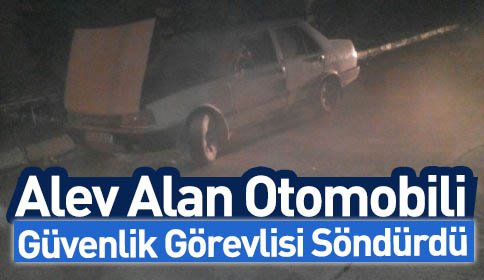 Alev Alan Otomobili Güvenlik Görevlileri Söndürdü