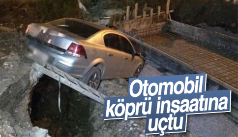 Otomobil Köprü İnşaatına Uçtu 2 Yaralı
