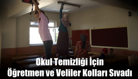 ÖĞRETMEN VELİ İŞBİRLİĞİ İÇİNDE OKULU TEMİZLİYORLAR