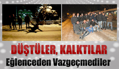 Gençler asfaltı kayak pisti olarak kullandılar 