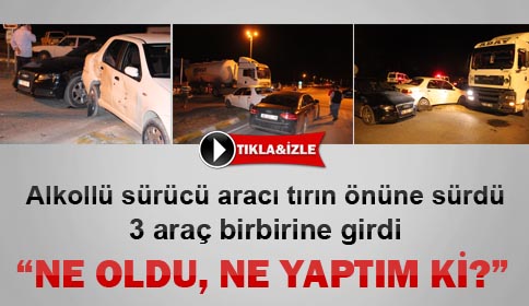 Alkollü Sürücü Aracını Tır’ın önüne sürdü 