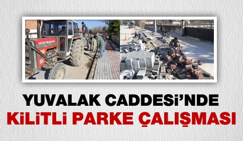 Akyazı Belediyesinden Yuvalak Caddesinde  Kilitli Parke Çalışması 