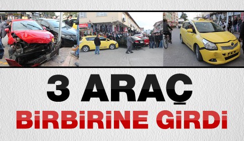 Üç Aracın Karıştığı Kazada Maddi Hasar Meydan Geldi