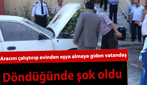 Akyazı ilçesi Kuzuluk Mahesinde park halindeki otomobil birden alev aldı