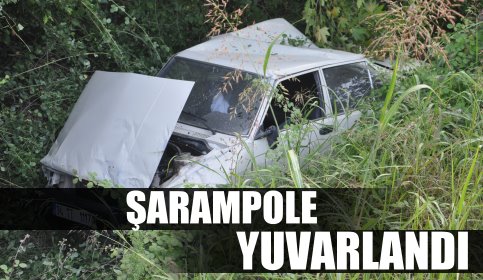 Otomobil Şarampole Yuvarlandı 