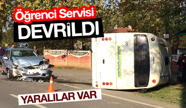 Otomobil Öğrenci Servisine Çarptı 
