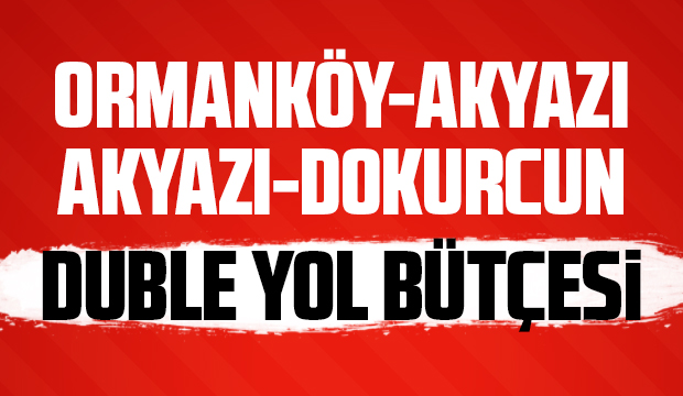 Ormanköy Akyazı Dokurcun Bölünmüş Yolu için dev ödenek çıktı