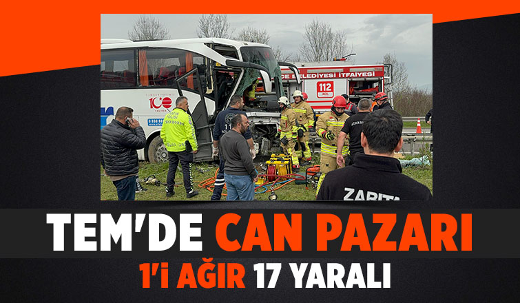 Otobüs tıra çarptı: 17 yaralı