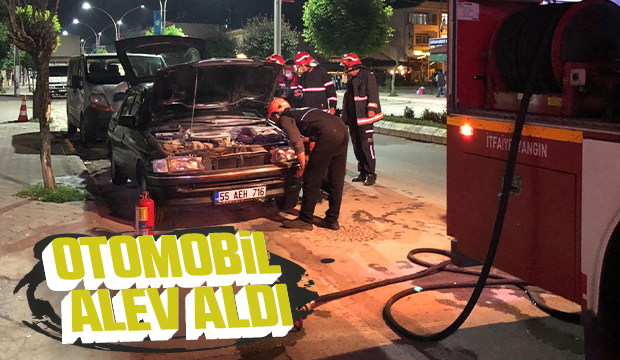 Otomobil alev aldı