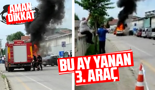 Otomobil alev alev yandı