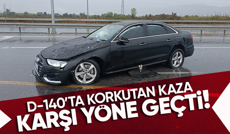 Otomobil bariyerlere çarpıp karşı yöne geçti