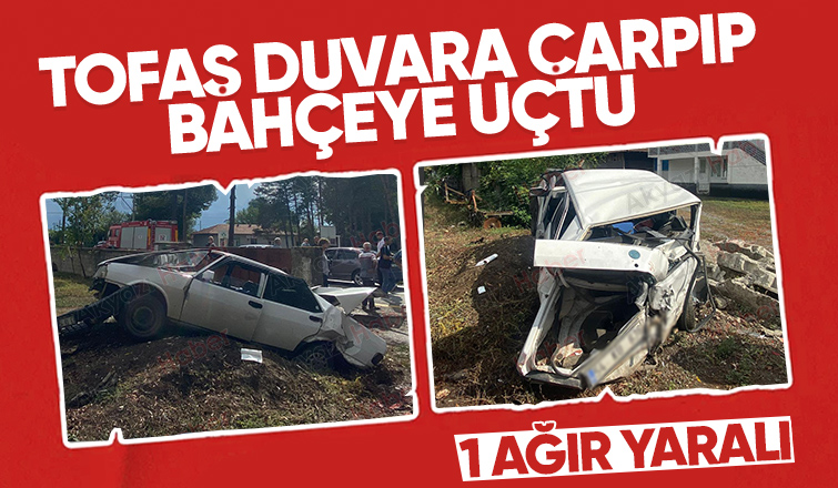 Otomobil duvara çarptı sürücü ağır yaralı