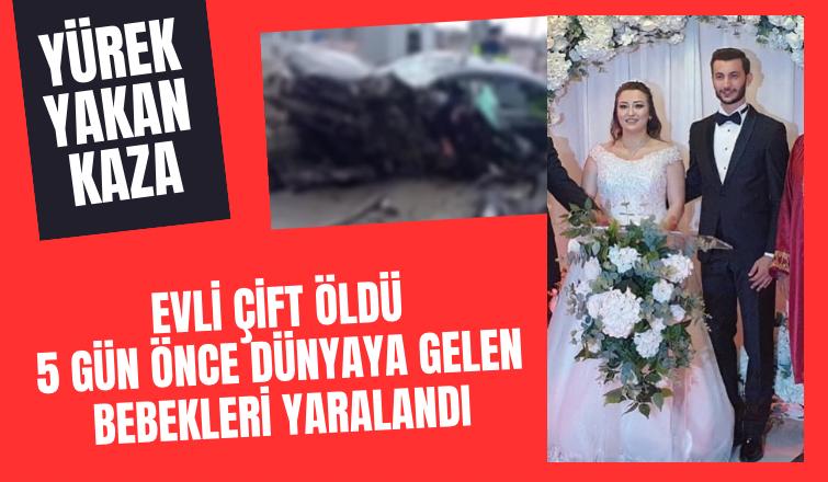 Otomobil gişelere çarptı: Evli çift öldü, 5 günlük bebekleri yaralı