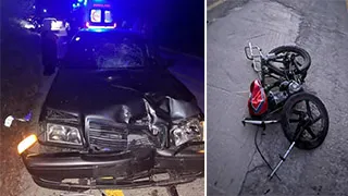 Otomobil ile motosiklet kafa kafaya çarpıştı