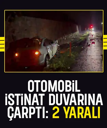 Otomobil istinat duvarına çarptı