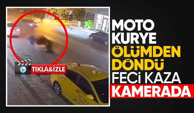 Otomobil kuryeye böyle çarptı
