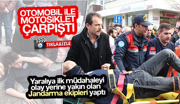 Otomobil ile Motosiklet Çarpıştı 