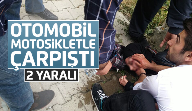 Otomobil Motosikletle Çarpıştı 2 Yaralı