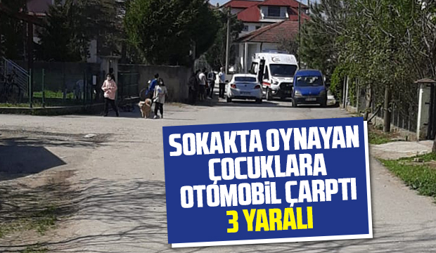Otomobil oyun oynayan çocuklara çarptı 3 yaralı