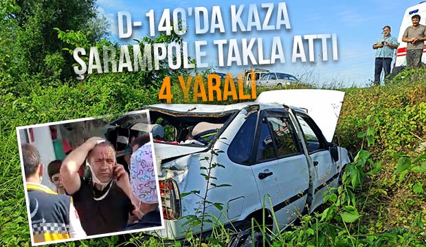 Otomobil şarampole takla attı: 4 yaralı