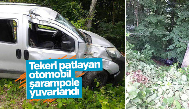 Otomobil Şarampole Yuvarlandı